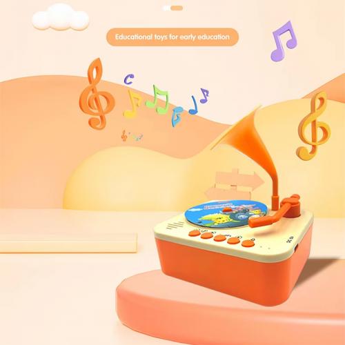 Early Learning Machine with Puzzle Toys Kids Gramophone & Learning Phonograph Toy with 96 Round Cards